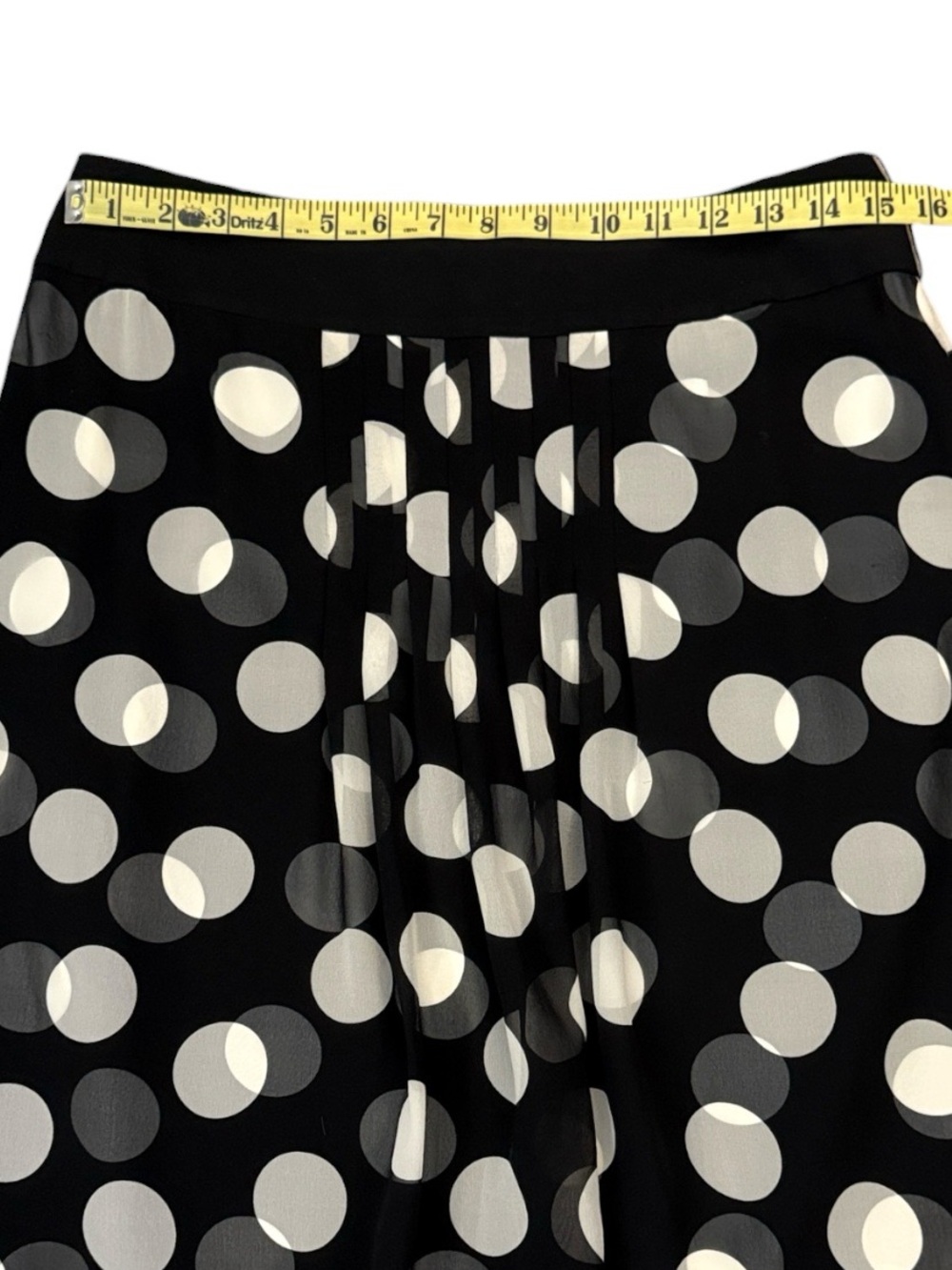 Ann Taylor Silk Polka Dot Pleated Midi Skirt Black White Sheer A-Line Size 6 - Picture 10 of 12